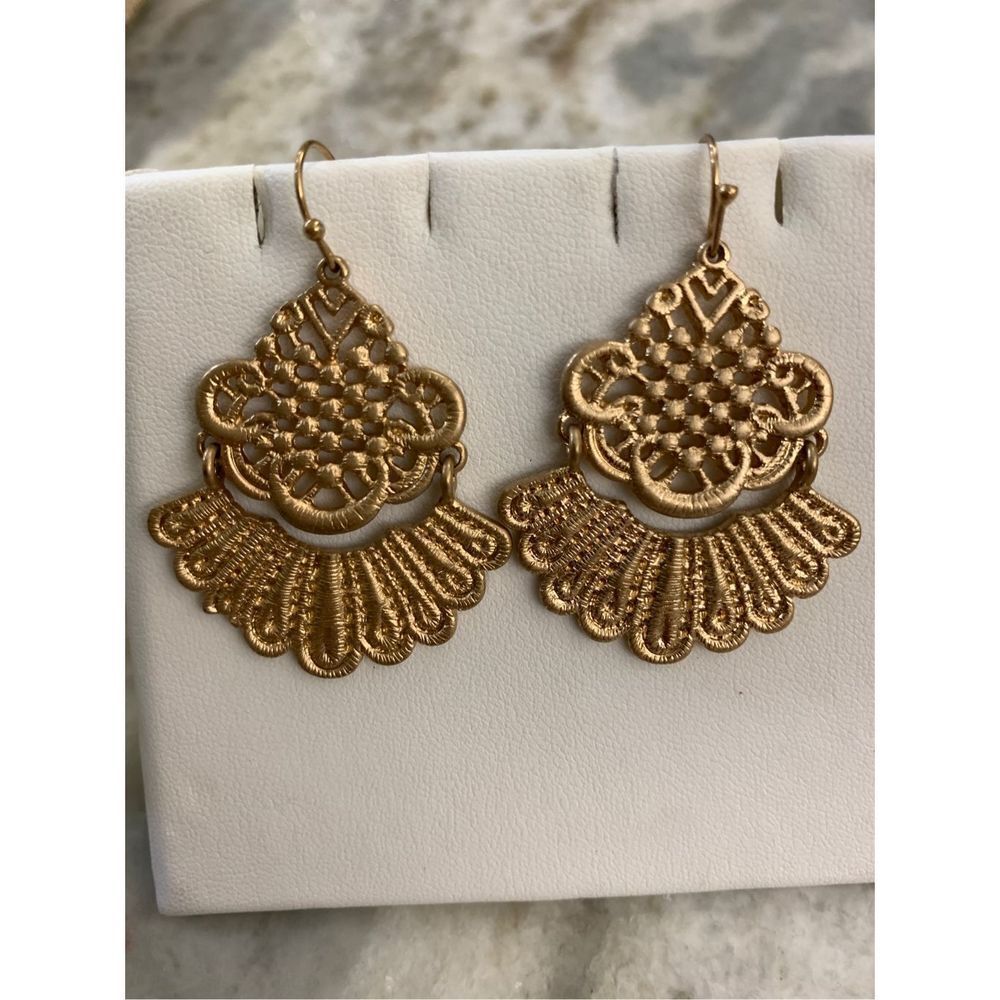 Gold Intricate Drop Earrings